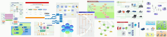 flowcharts, organizational charts, network diagrams